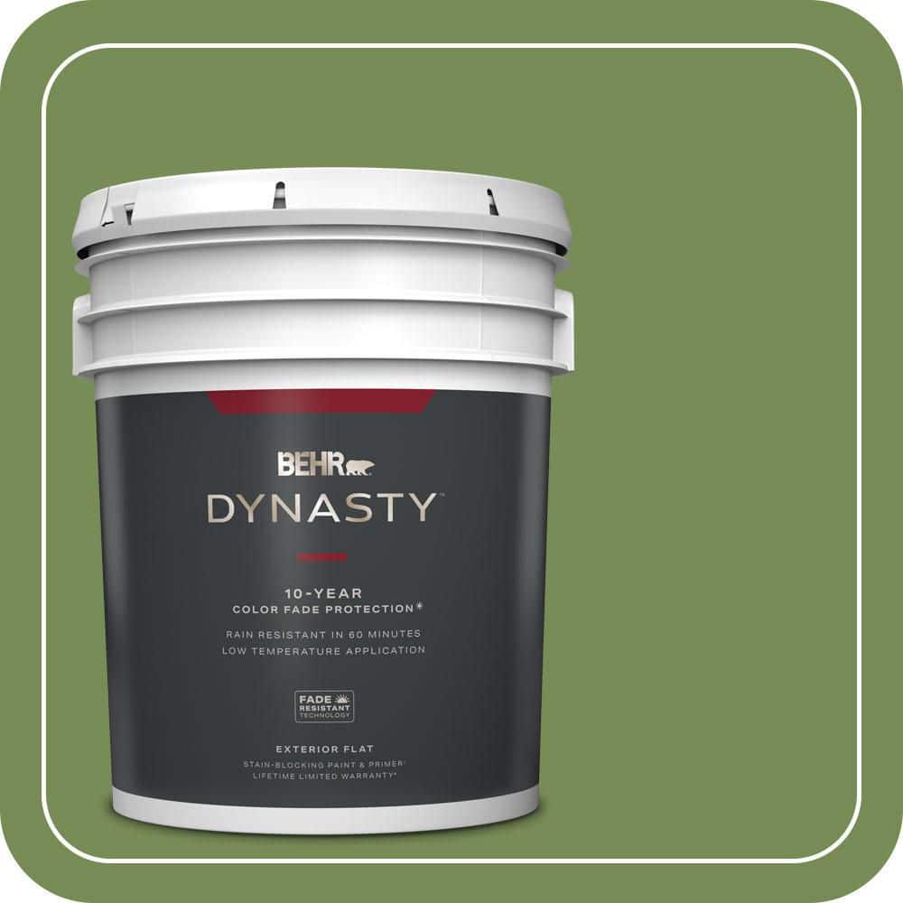 BEHR DYNASTY 5 gal. #MQ6-52 Lucky Clover Flat Exterior Stain-Blocking Paint & Primer
