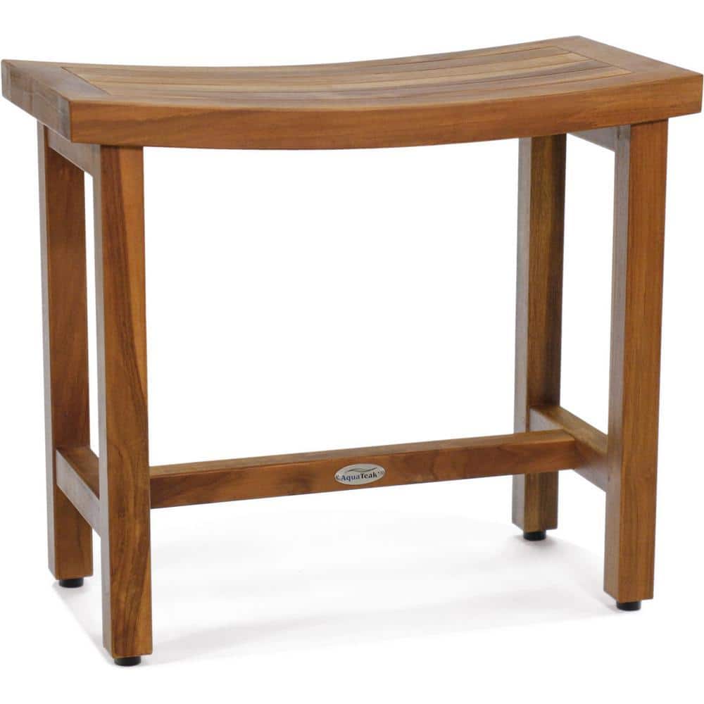 AquaTeak 18 in x 12 in Sumba Freestanding Teak Shower Bench with Elevated Height Walk In Shower Seat