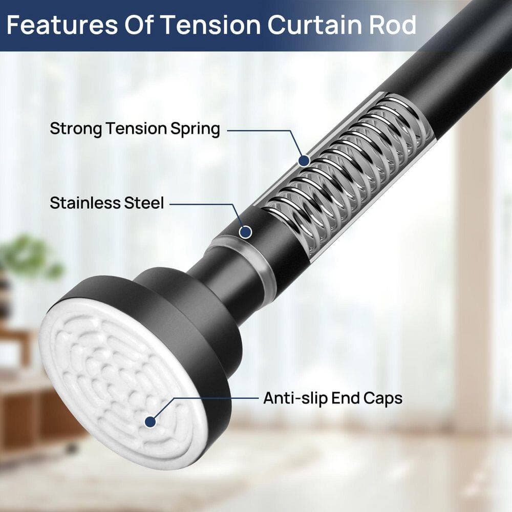 Wudkey 2-Pack 32 in. to 78 in. Adjustable Stainless Steel Spring Tension Shower Curtain Rod in Black for Bathroom, Window (2)