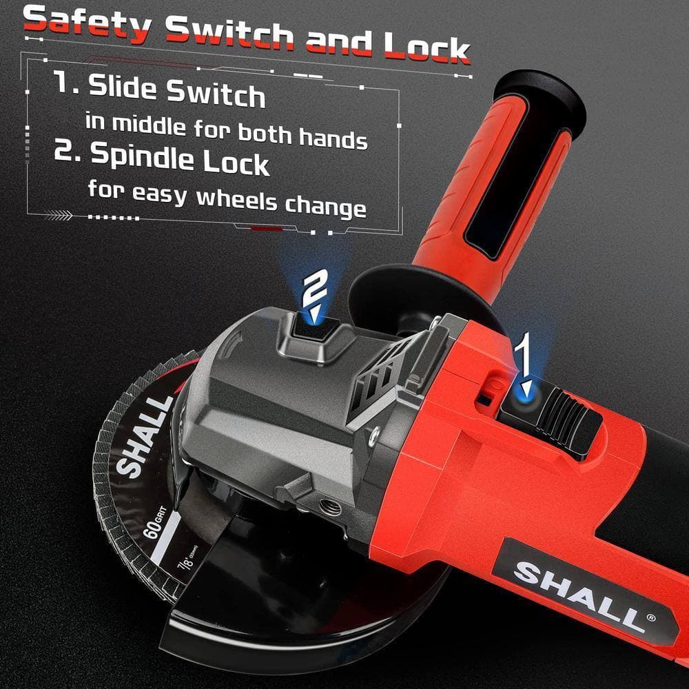 Angel Sar 4-1/2 in. 12000 RPM Angle Grinder, Non-Slip Handle and Carbon Brush for Metal and Wood (3)