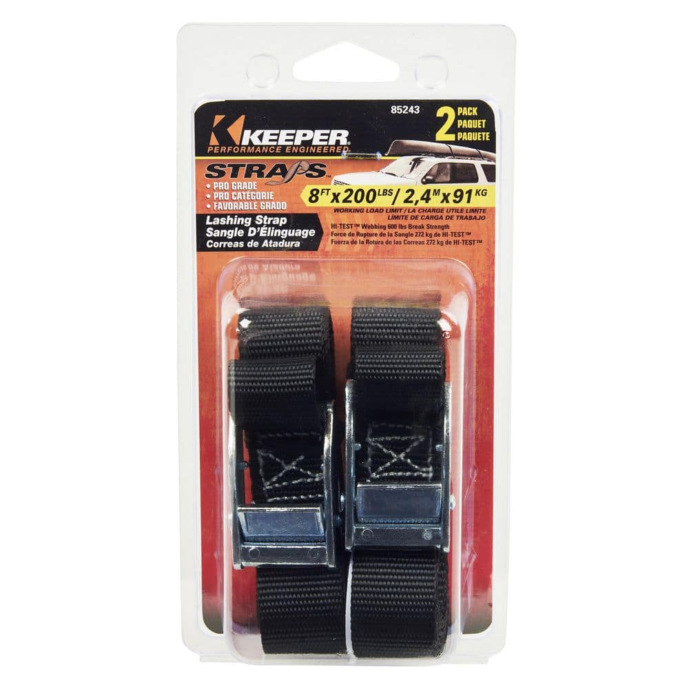 Keeper 8 ft. x 1 in. x 200 lbs. Over-Center Lashing Straps (2-Pack) (3)