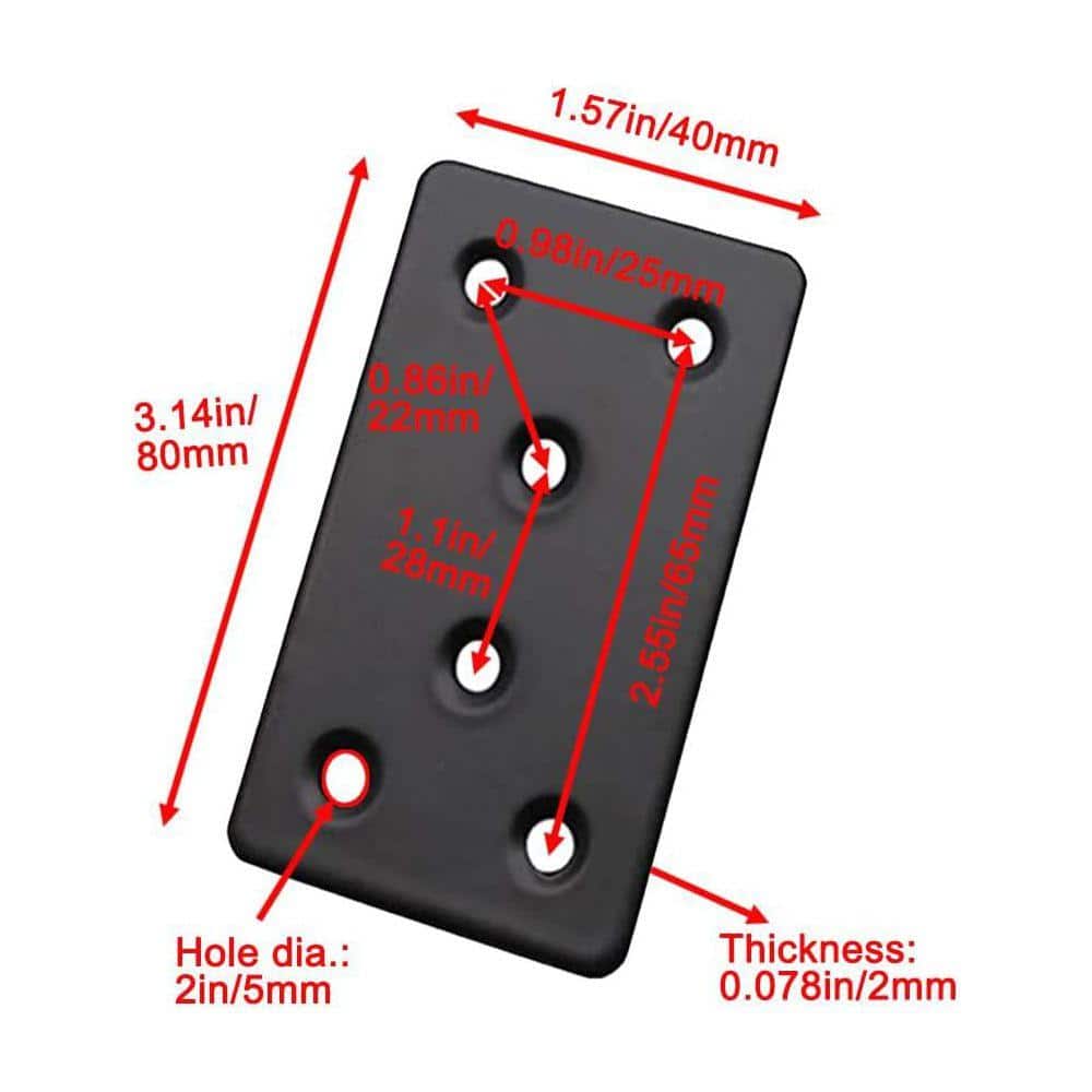 KIWDZFU 3 x 1.5 Heavy Duty Steel Flat Mending Plates Nail Stop Nail Plate 6-Pack for Wood Shelves Furniture Fence Cabinet (2)