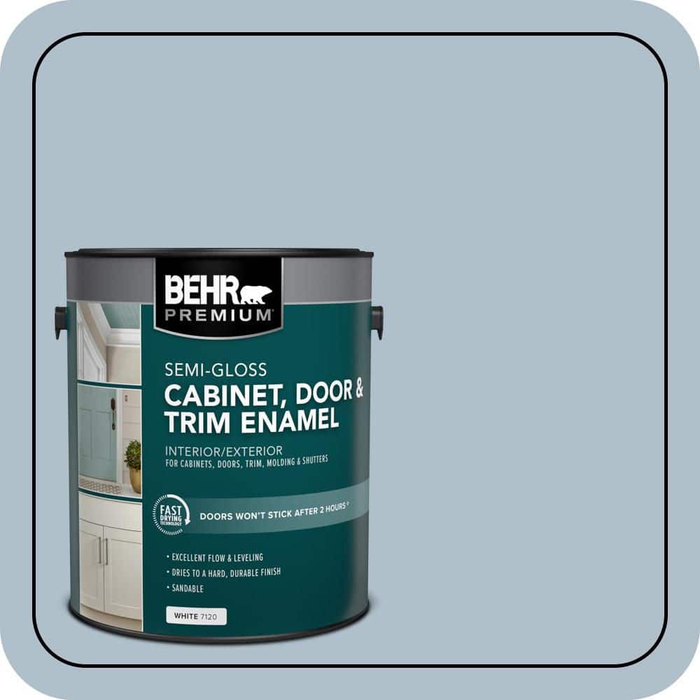 BEHR PREMIUM 1 gal. #570E-3 Liberty Gray Semi-Gloss Enamel Interior/Exterior Cabinet, Door & Trim Paint (1)