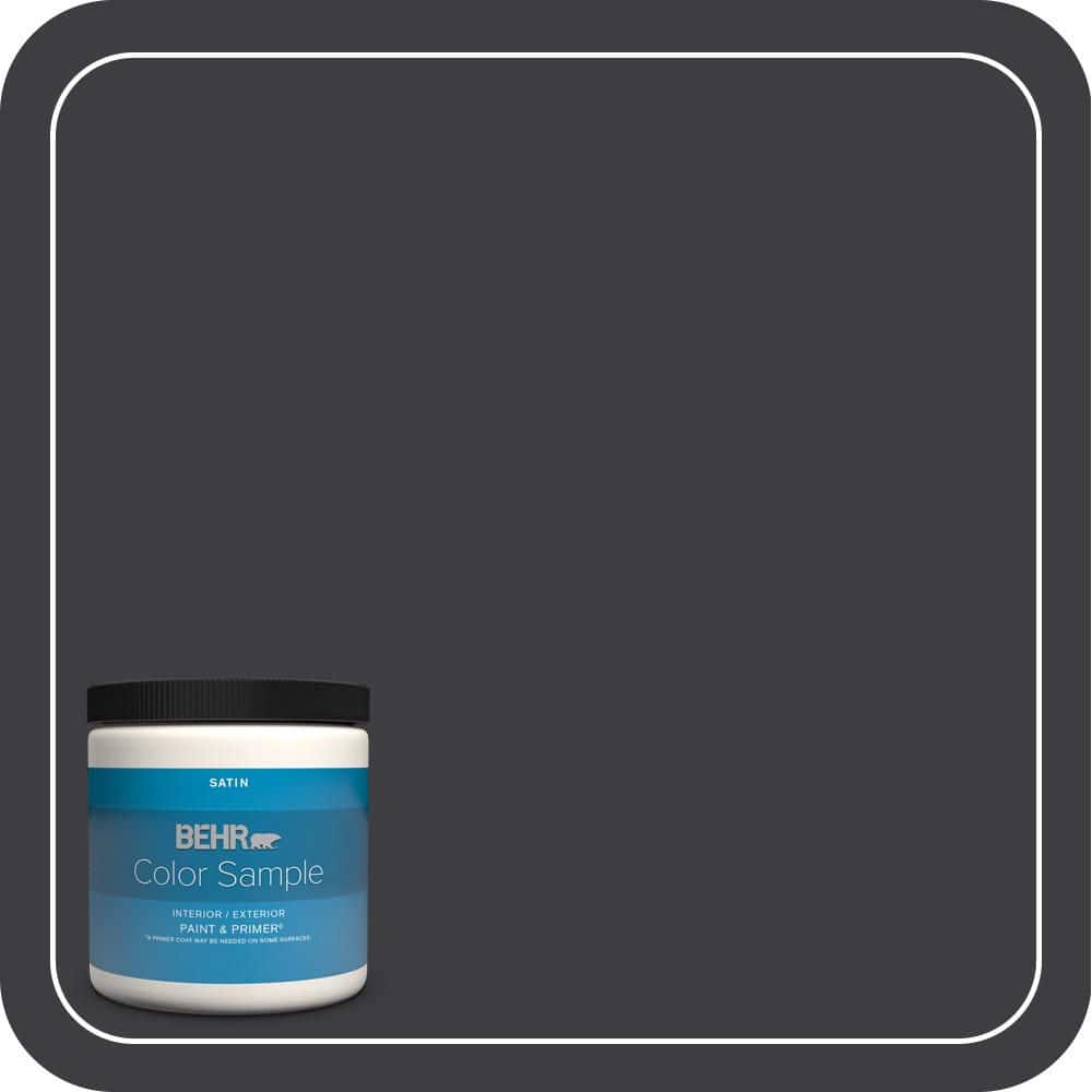 BEHR PREMIUM PLUS 8 oz. #PPH-34 Black Smoke Satin Enamel Interior/Exterior Paint & Primer Color Sample