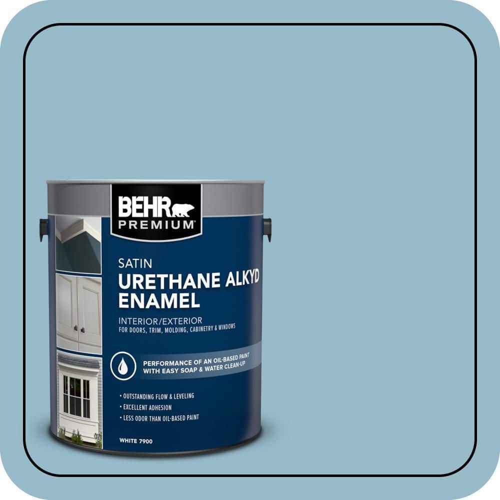 BEHR PREMIUM 1 gal. #S480-3 Sydney Harbour Urethane Alkyd Satin Enamel Interior/Exterior Paint (1)