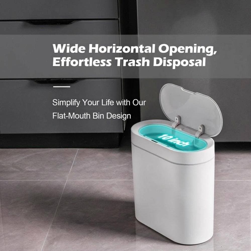Unbranded Motion Sensor Slim Waste Basket 9.5L with Soft Close Lid, 11.8 in W x 5.9 in D x 12.6 in H, White Durable (3)