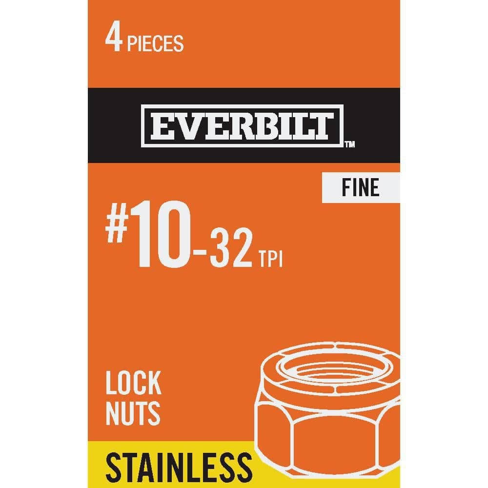 Everbilt #10-32 Stainless Steel Nylon Lock Nut (4-Pack)