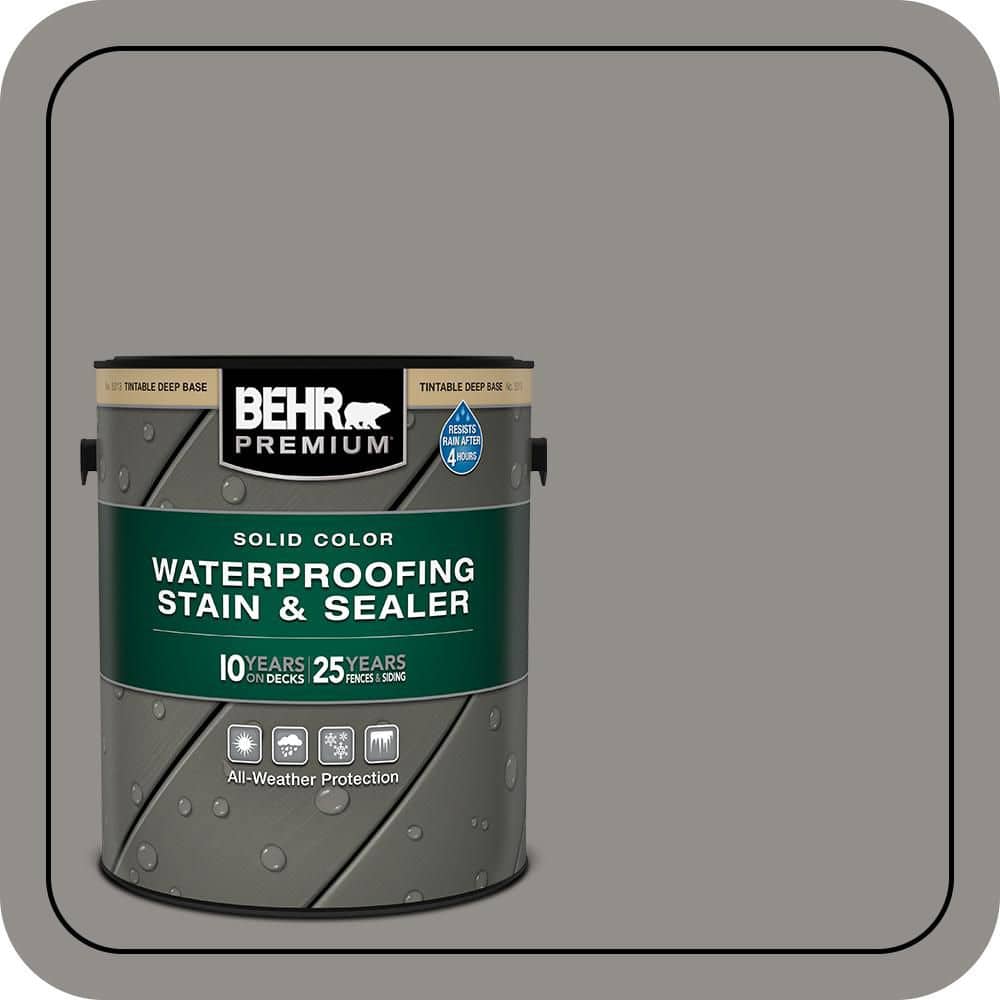 BEHR PREMIUM 1 gal. #HDC-AC-19 Grant Gray Solid Color Waterproofing Exterior Wood Stain and Sealer (1)