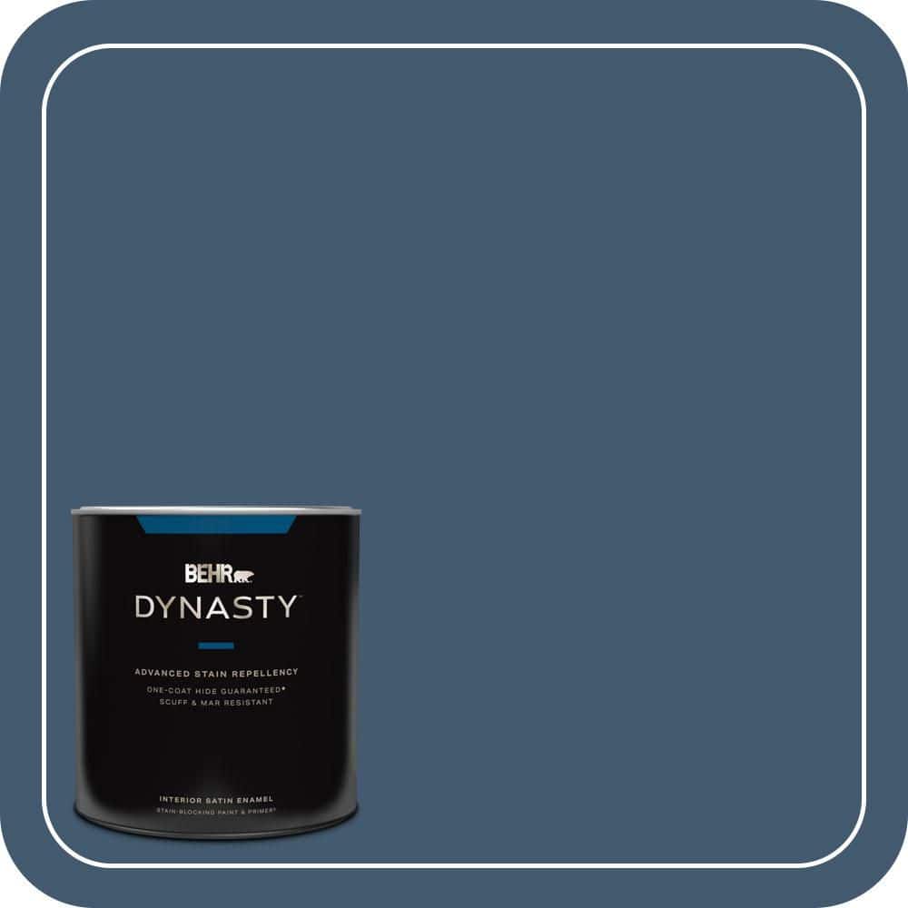 BEHR DYNASTY 1 qt. #S500-7 Infinite Deep Sea One-Coat Hide Satin Enamel Interior Stain-Blocking Paint and Primer