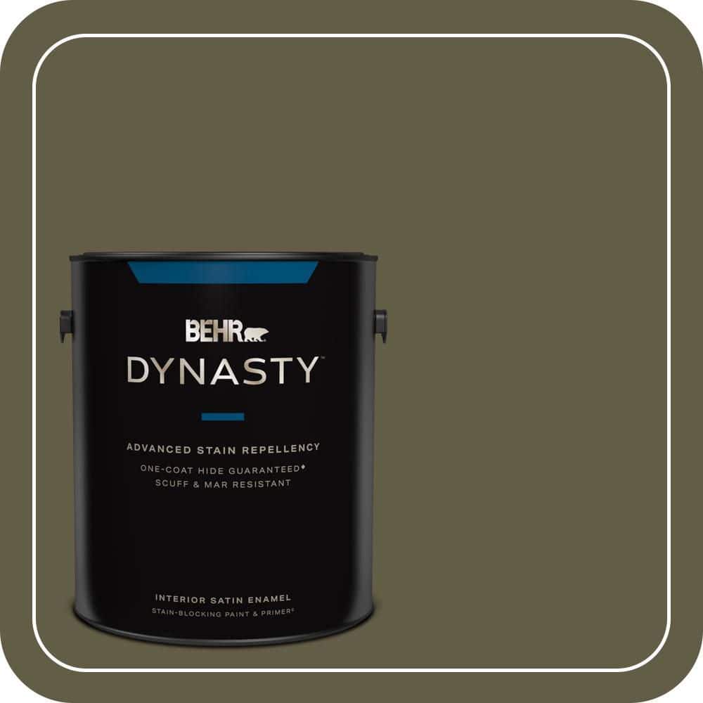 BEHR DYNASTY 1 gal. #MQ6-28 Crushed Oregano One-Coat Hide Satin Enamel Interior Stain-Blocking Paint & Primer