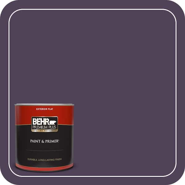 BEHR PREMIUM PLUS 1 qt. #S-H-660 Blackberry Harvest Flat Exterior Paint & Primer (2)