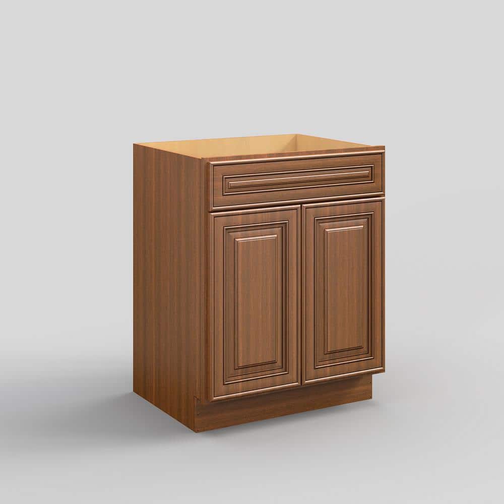 Hausvita 27 in. W x 21 in. D x 34.5 in. H in Cameo Scotch Plywood Ready to Assemble Floor Vanity Sink Base Kitchen Cabinet