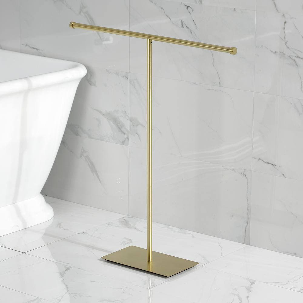 Kingston Brass Claremont 1-Bar Freestanding Towel Rack in Brushed Brass (2)