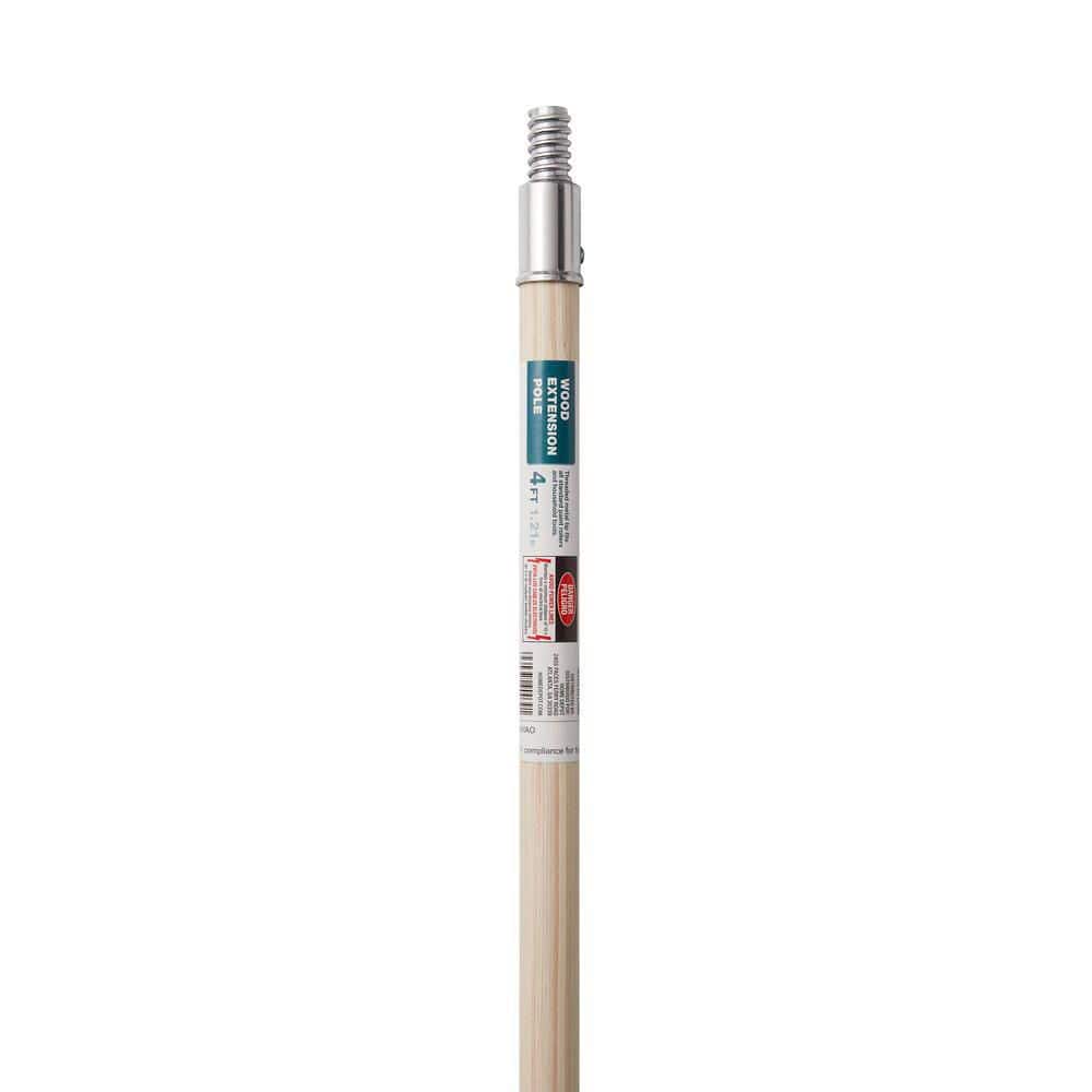 PRIVATE BRAND UNBRANDED 4 ft. x 4 ft. Nonadjustable Wood Extension Pole with Metal Screw Tip (3)