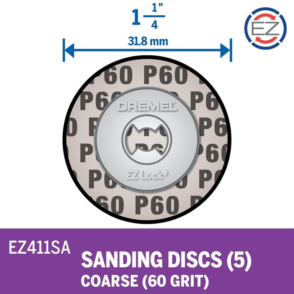 Dremel EZ Lock 1-1/4 in. Rotary Tool 60-Grit Sanding Discs (5-Pack) (3)