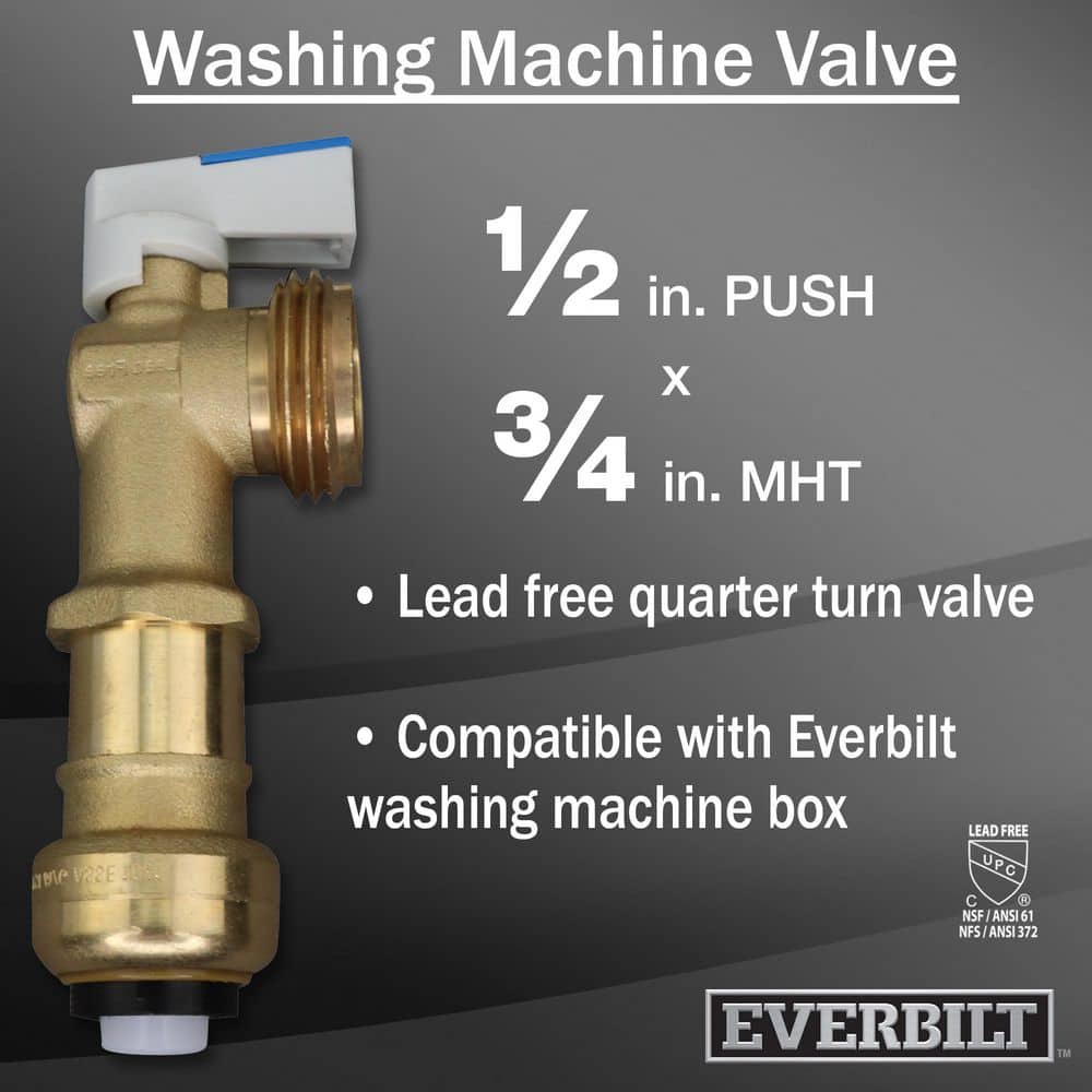Everbilt 1/2 in. Push-to-Connect x 3/4 in. Male Hose Thread Brass Washing Machine Valve (2)