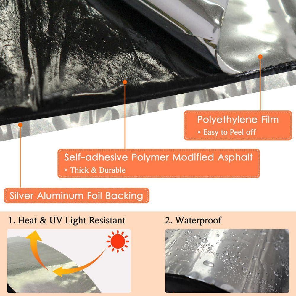 Angel Sar 4 in. x 32 ft. Self-Adhesive Flashing Roll Tape Membrane, Waterproof Patch Seal Tape for Roof, Deck Seam Etc. (3)