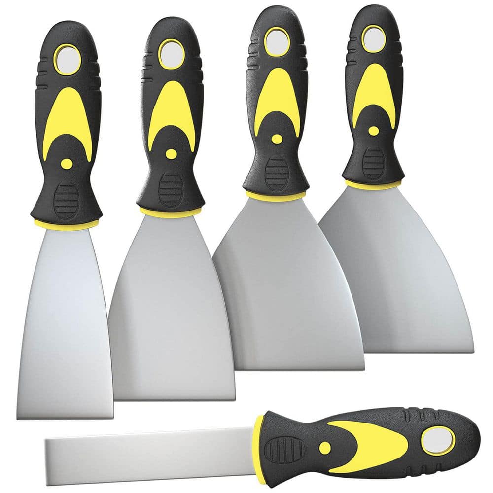 NVNOO 5-Piece Putty Knife Set, 1 x 2 x 3 x 4 x 5 in. Scraper for Repairing Drywall, Removing Wallpaper, Mud, Plaster Scraping (1)