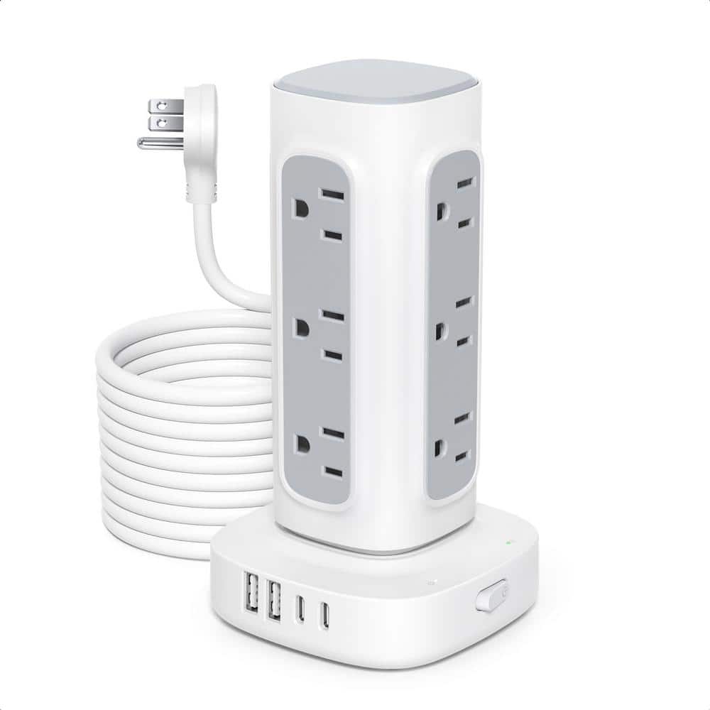 Yichuhaoxi 12-Outlet Power Strip Surge Protector with 4 USB Ports & 15 ft Flat Plug Power Strip (1)