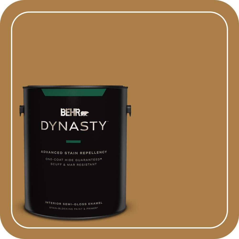 BEHR DYNASTY 1 gal. #300D-6 Medieval Gold Semi-Gloss Enamel Interior Stain-Blocking Paint & Primer