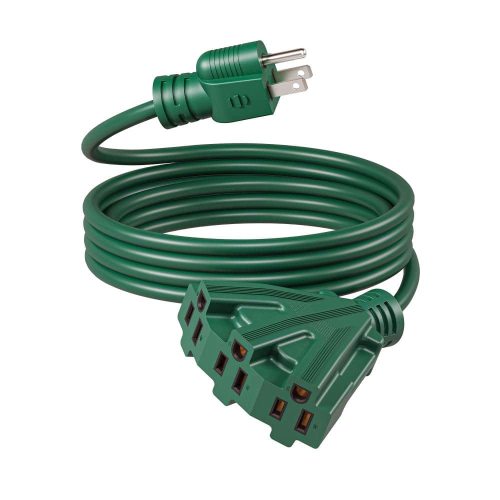 DEWENWILS 12 ft Outdoor Extension Cord with Multiple 3 Outlets 3 Prong 16 AWG SJTW for Outside Green Color (1)