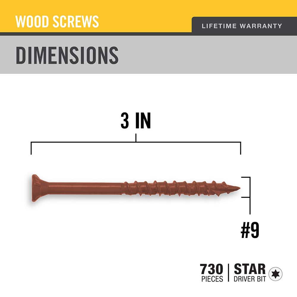 DECKMATE #9 x 3 in. Red Exterior Self-Starting Star Flat-Head Wood Deck Screw 10 lbs.-Box (730-Piece) (3)