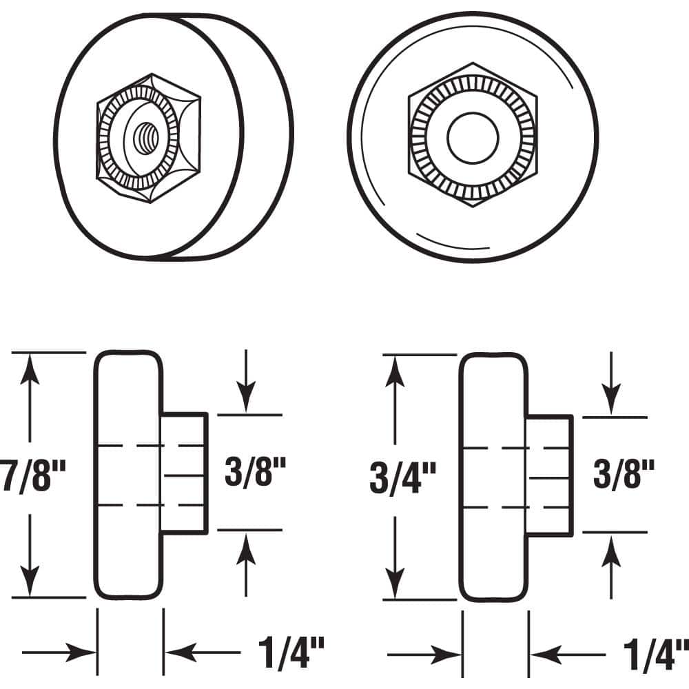Prime-Line 3/4 in. and 7/8 in. Tub Rollers (4-Pack) (2)