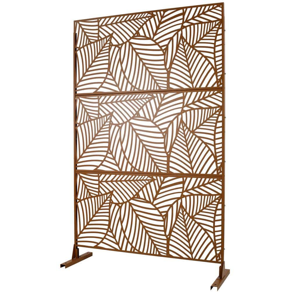 Zeus & Ruta Outdoor Steel Freestanding Decorative Privacy Screen, Fence Panels for Deck Balcony Lawn Garden