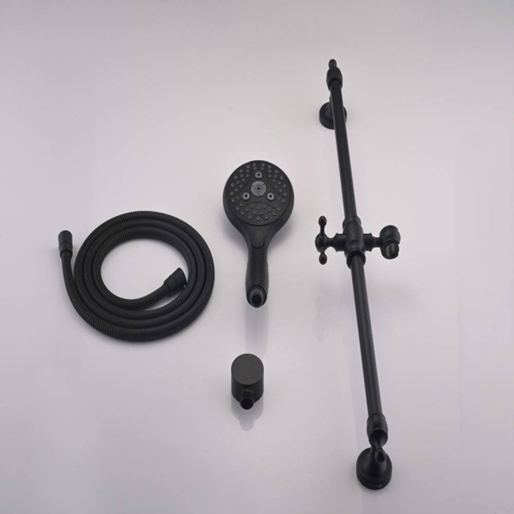 Wudkey 1-Piece 6-Setting Durable Metal Handheld Shower Combo in Black with Slide Bar and Pause Switch and Mounting Hardware (3)