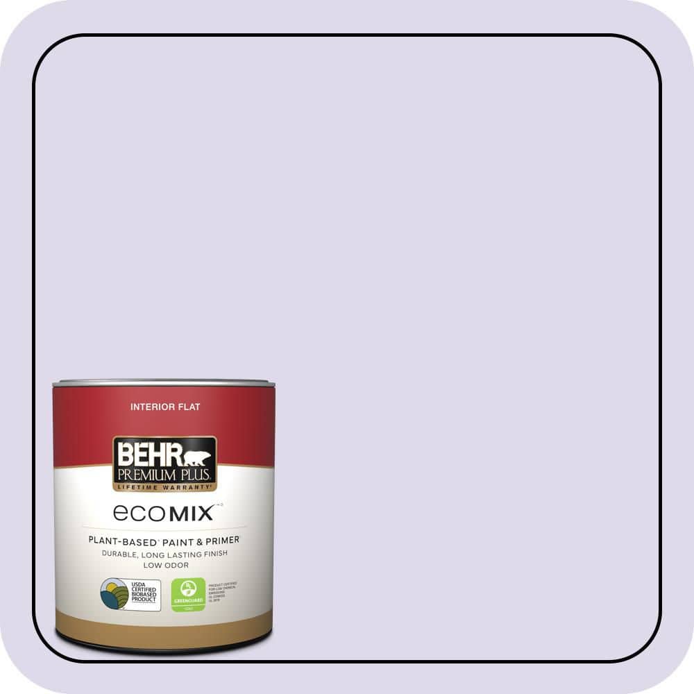 BEHR PREMIUM PLUS 1 qt. #640A-2 Misty Violet Flat EcoMix Plant-Based Interior Paint & Primer (1)