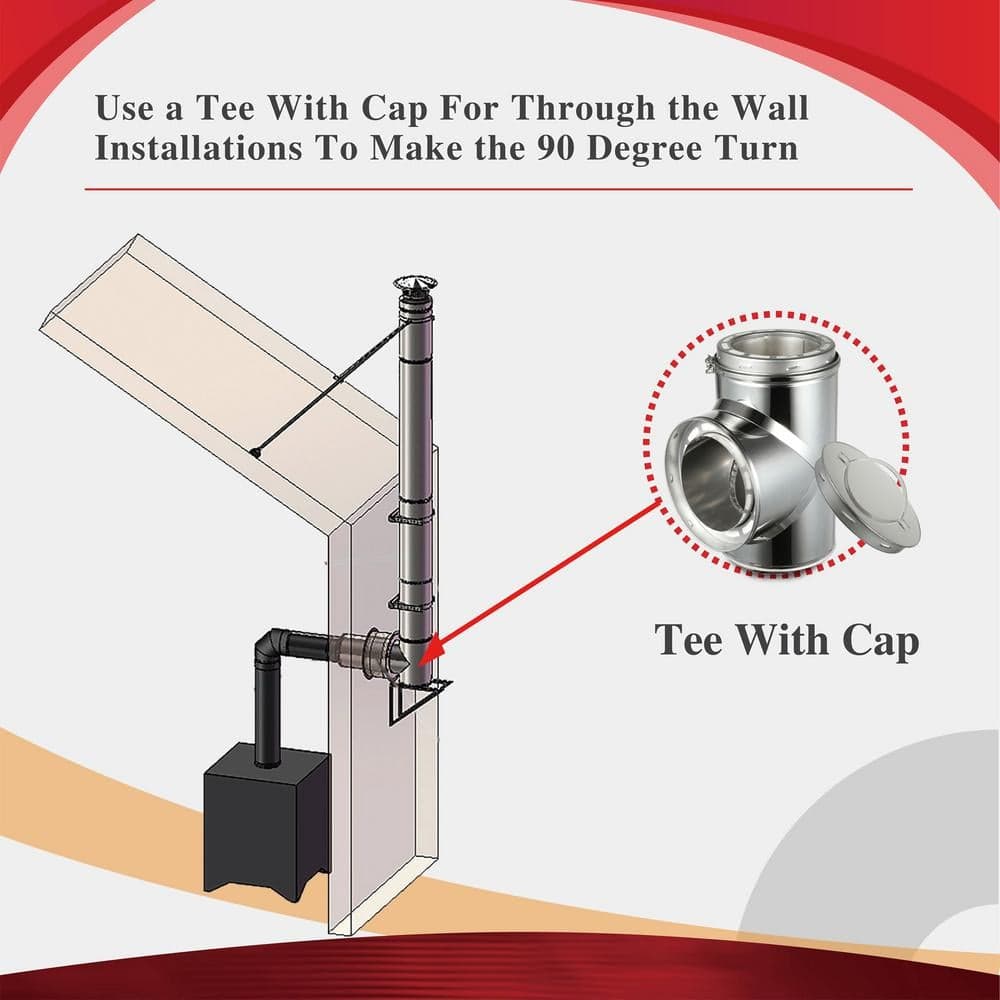 ALLFUEL HST AllFuel 6 in. x 14 in. Tee Double Wall Chimney Pipe (2)