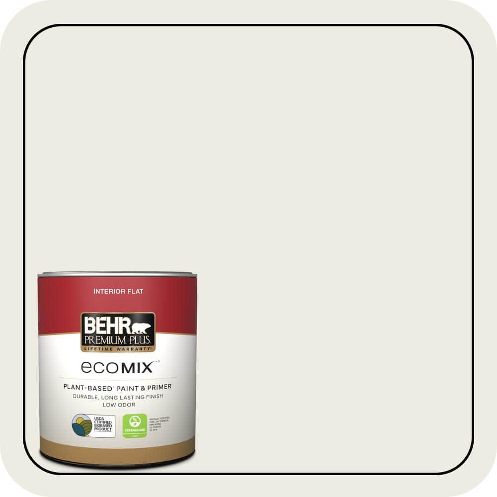 BEHR PREMIUM PLUS #PPU7-12 Silky White Flat EcoMix Plant-Based & Primer (1)