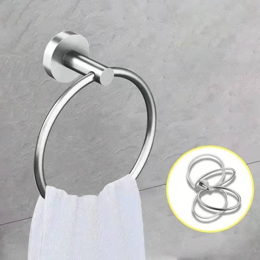 KHKFY 10 Piece Brushed Nickel Bathroom Accessories Set, 24 Inch Towel Bar, Ring, Toilet Paper Holder and Robe Hook (3)