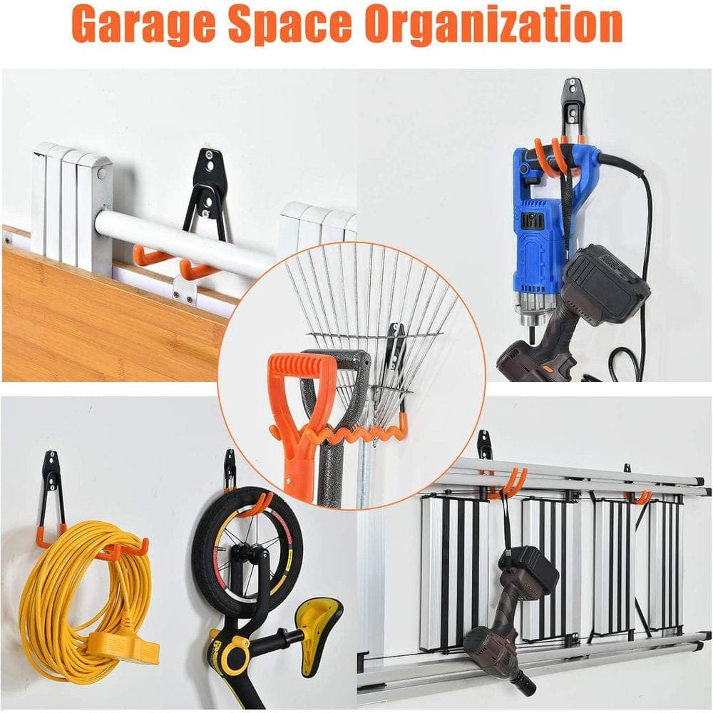 Unbranded 24 Pack Iron Heavy Duty Garage Wall Storage Hooks Organizer with Anti-Slip Design for Ladder Tools Bike (24-Pack) (3)