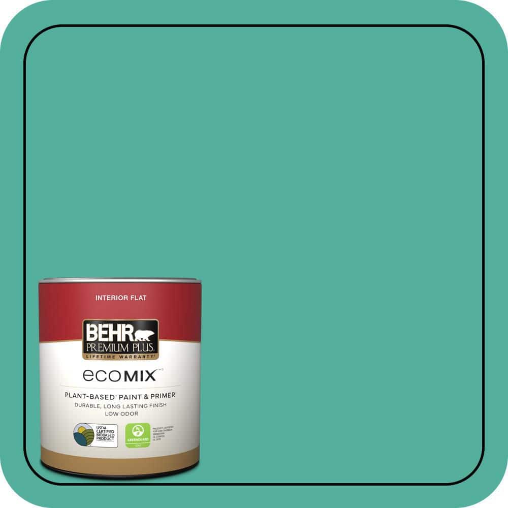 BEHR PREMIUM PLUS 1 qt. #P440-5 Water Park Flat EcoMix Plant-Based Interior Paint & Primer (1)