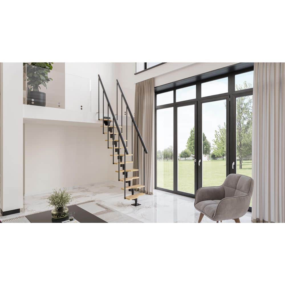 Dolle Atlanta 36 in. H x 135 in. W Jet Black Steel Second Side Stair Railing Kit