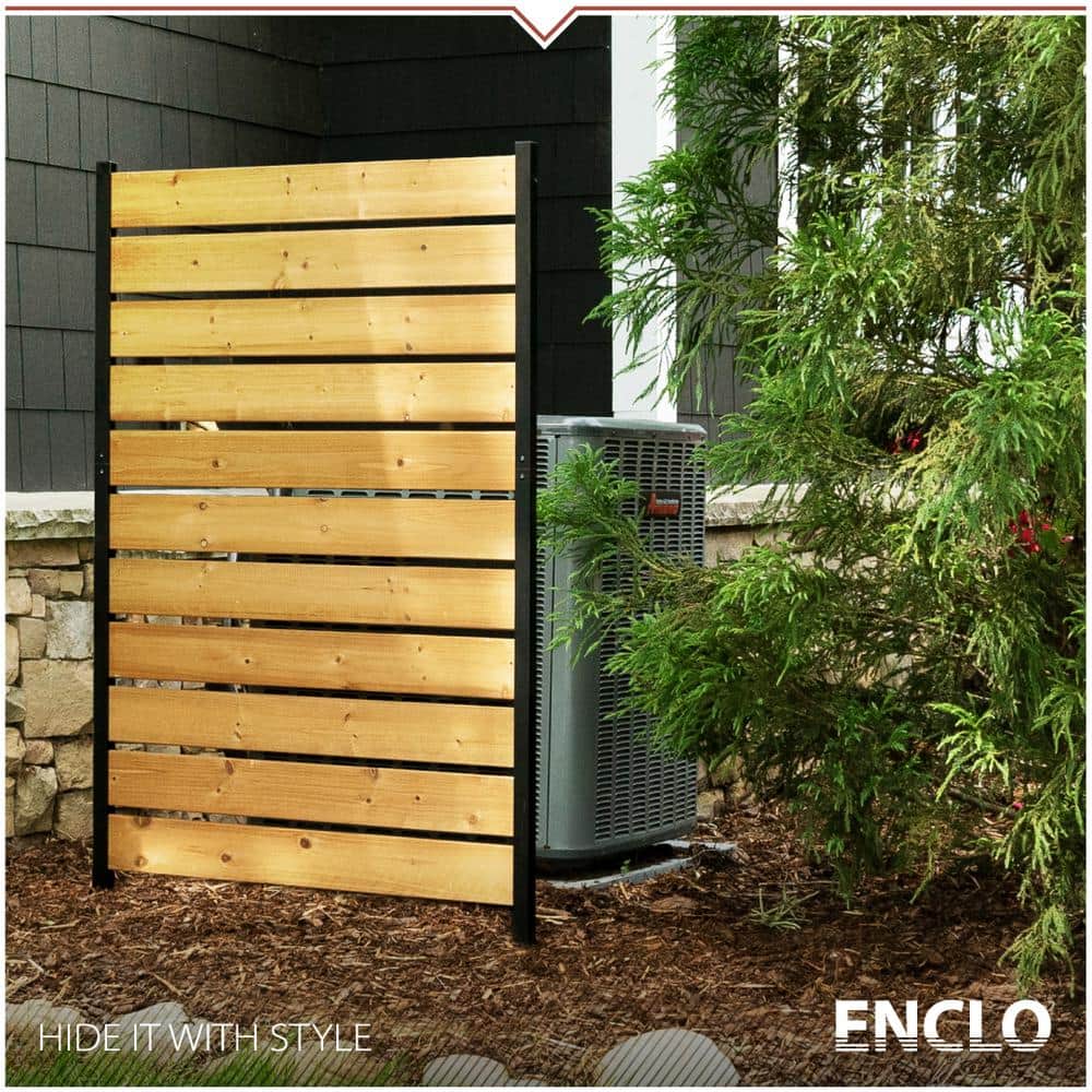 Enclo Privacy Screens Concord 5 ft. H x 3.2 ft. W Cedar Wood Slatted Panel Flat Top Privacy Fence Screen 1-Panel (2)