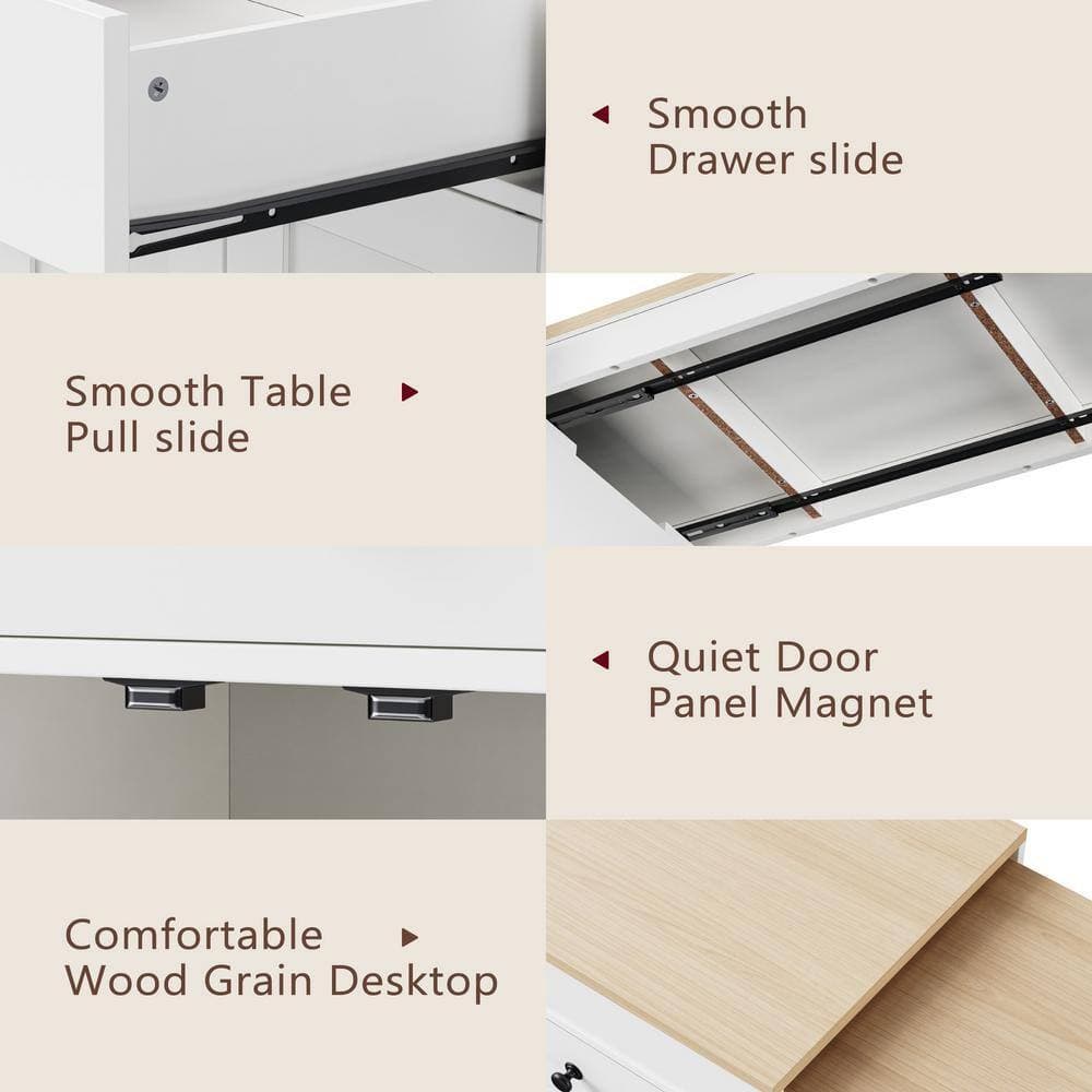 COWLOWN 44 in. W x 19.75 in. D x 36.25 in. H Bathroom White Linen Cabinet (3)