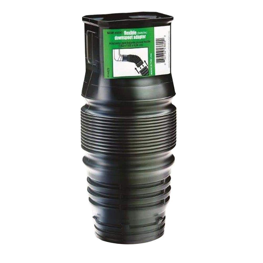 Amerimax Home Products FLEX Drain 2 in. x 3 in. x 3 in. Black Copolymer Downspout Adapter (1)