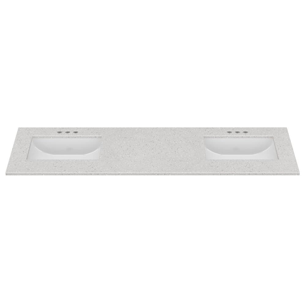 J Collection 67 in. W 22 in. D Cultured Marble Rectangular Undermount Double Basin Vanity Top