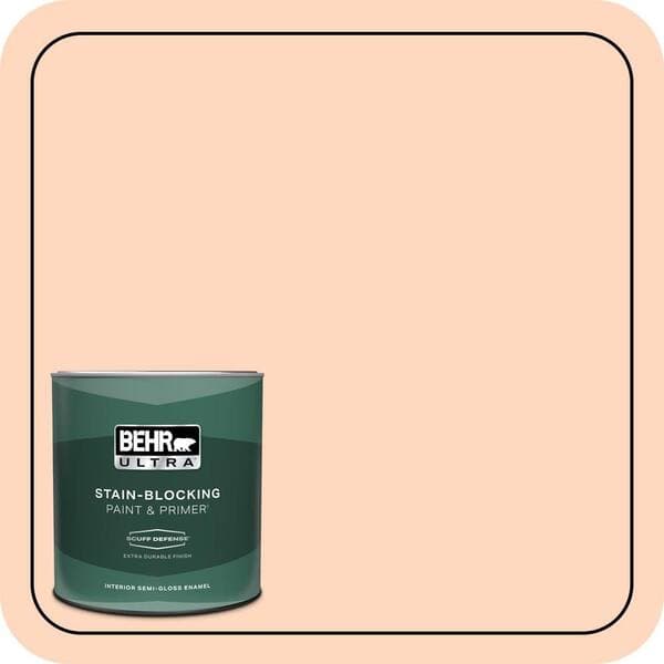 BEHR PREMIUM PLUS 5 gal. #240A-2 Sunkissed Peach Semi-Gloss Enamel Low Odor Interior Paint & Primer (3)