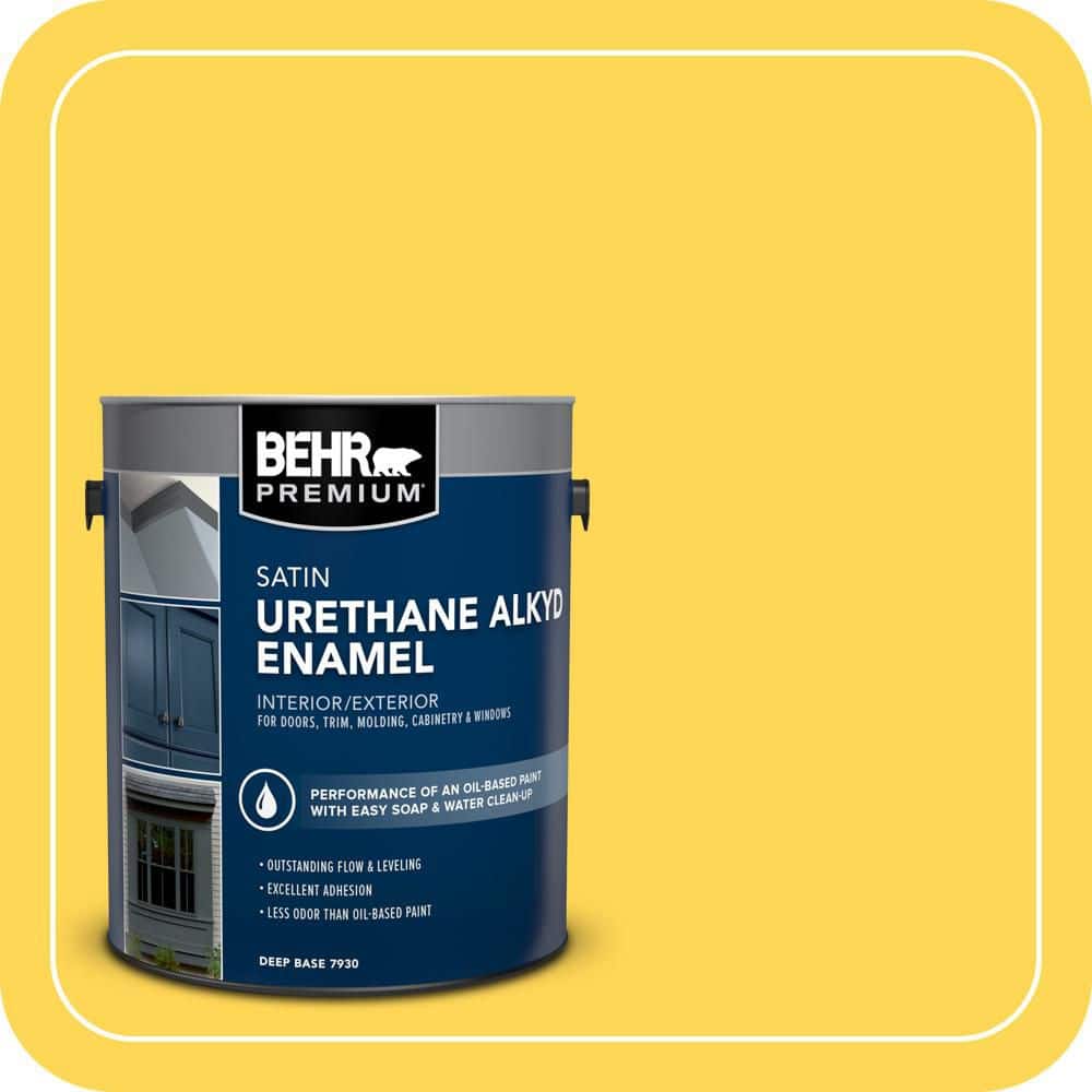 BEHR PREMIUM 1 gal. #P300-6 Buzz-in Urethane Alkyd Satin Enamel Interior/Exterior Paint