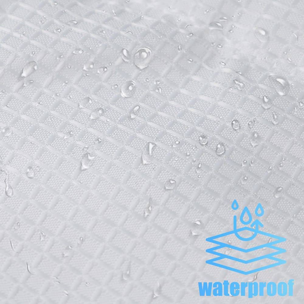 Unbranded 70.87 in. x 70.87 in. White Polyester Shower Curtain in Waffle Stripes (2)