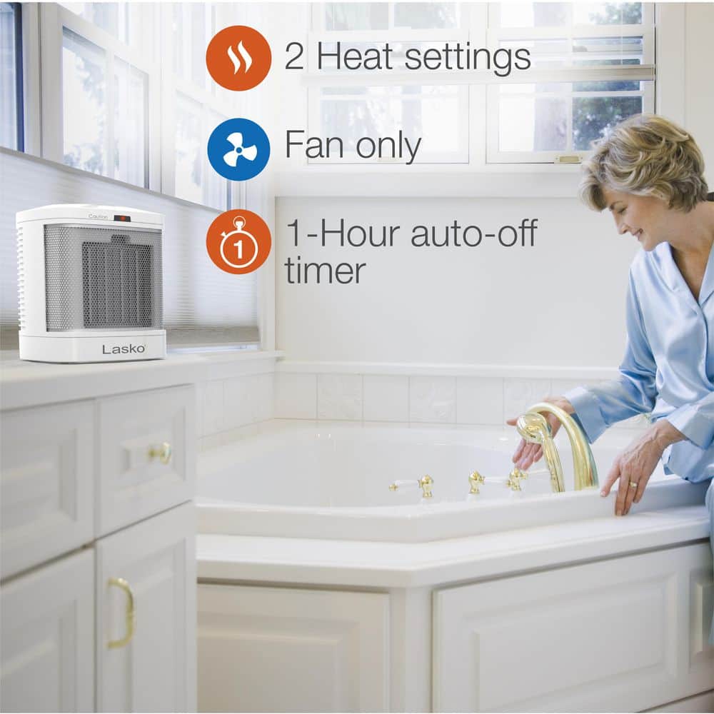 Lasko 1500-Watt 7.65 in. Electric Bathroom Ceramic Space Heater with Fan and ALCI Safety Plug (3)