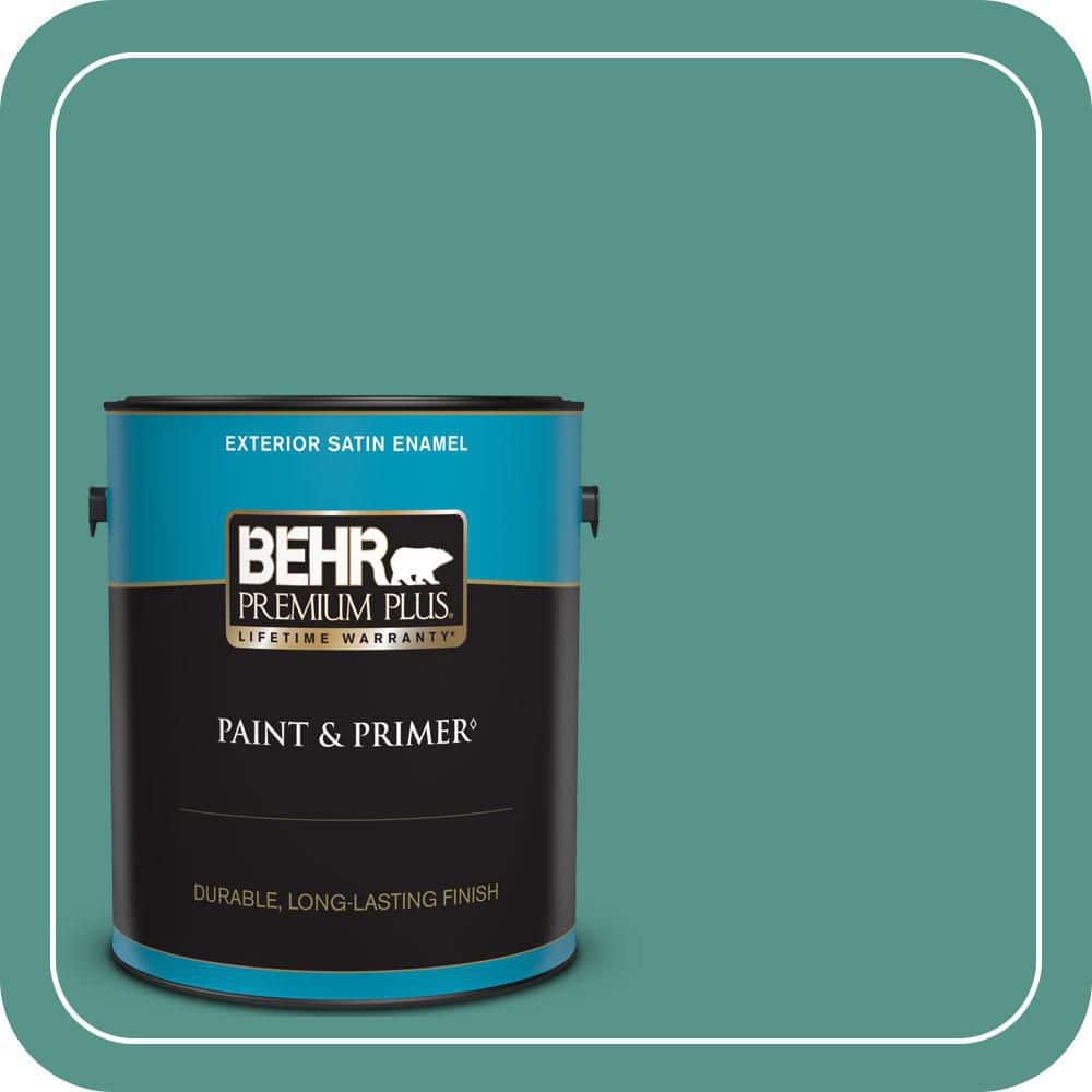BEHR PREMIUM PLUS 1 gal. #490D-6 Thermal Spring Satin Enamel Exterior Paint & Primer