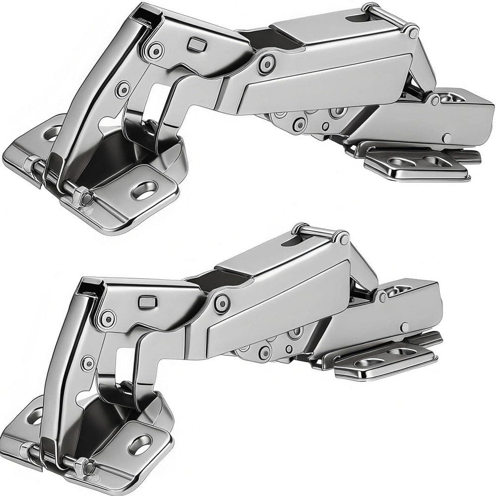Numhew 2-Pack Nickel Full Overlay Cabinet Hinge, Soft Close Alloy Steel Hinge for Frameless Cabinets with Easy Installation (1)