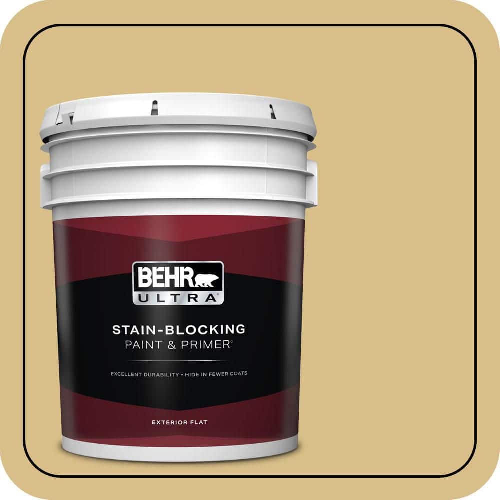 BEHR ULTRA 5 gal. #MQ2-18 Honey Tea Flat Exterior Paint & Primer