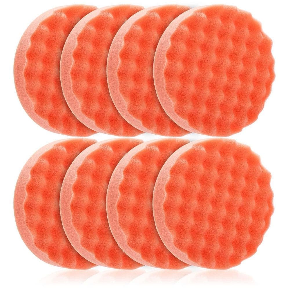 LAIFUCAM 6 Inch Foam Waffle Polishing Pad with Light Cutting Surface for Car Buffer Polisher Waxing 8 Pack (1)