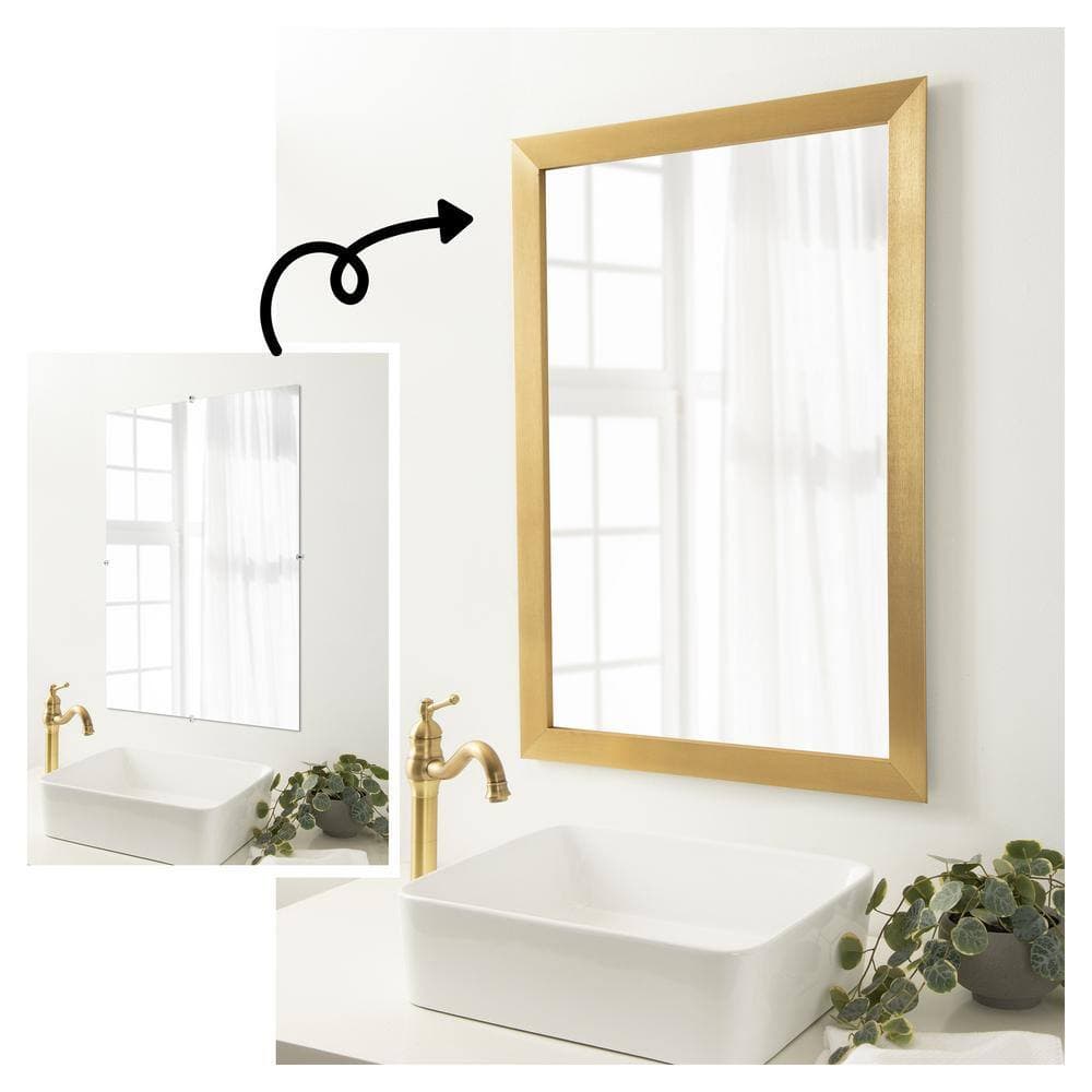 Amanti Art Mirror Makeover Grace Brushed Gold 21.25 in. W x 21.25 in. H Bathroom Mirror Frame Border Kit-Fits a 20x20 Mirror (2)