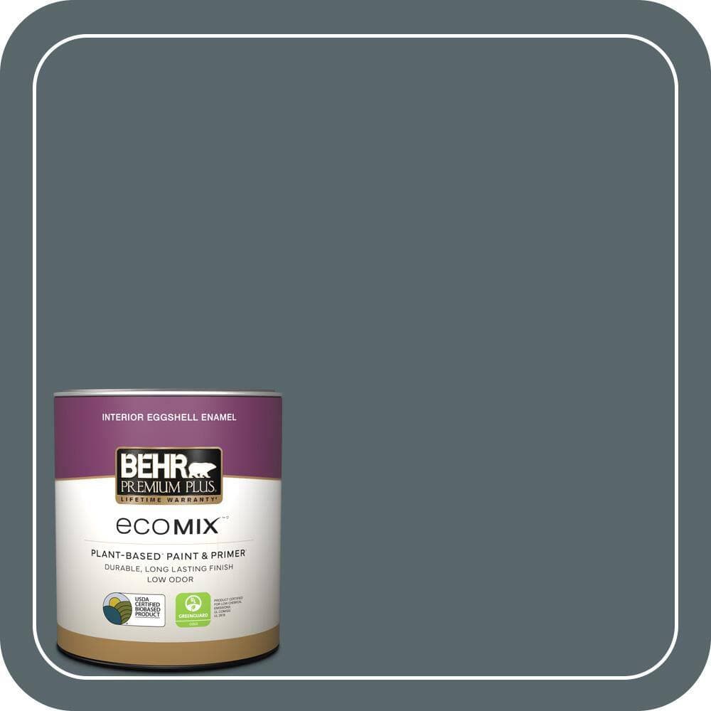 BEHR PREMIUM PLUS 1 qt. #N470-6 Whale Gray Eggshell Enamel EcoMix Plant-Based Interior Paint & Primer
